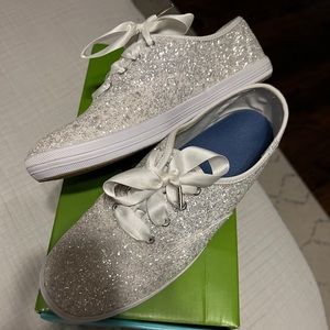 Kate Spade Keds Glitter White Shoes Size 8 Women’s
